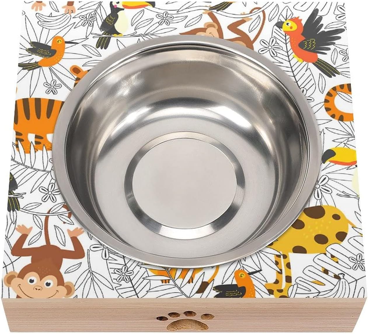 ペットボウ 動物柄 アニマル柄 ル ペット食器台 フードボウルスタンド 餌皿 水入れ 餌入れ 犬猫えさ入れ ごはん皿 えさ皿 フードボウル ウォーターボウル 犬用 猫用 食器 ステンレス製 竹製 お皿 犬 猫 ペット用 Anbx Net