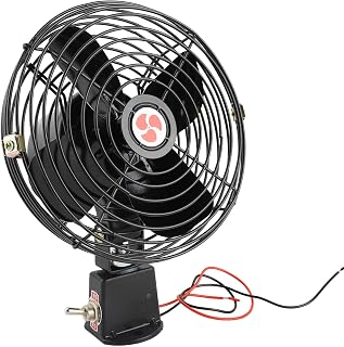 Heavy Duty 12V RV Cooling Fan with 2 Speed Switch,12V RV Quiet Cooling Fan,Quiet Metal Car Fan,Metal Electric Vehicle Fan for Trucks RVs Cars Boats and Buses (6 Inch)