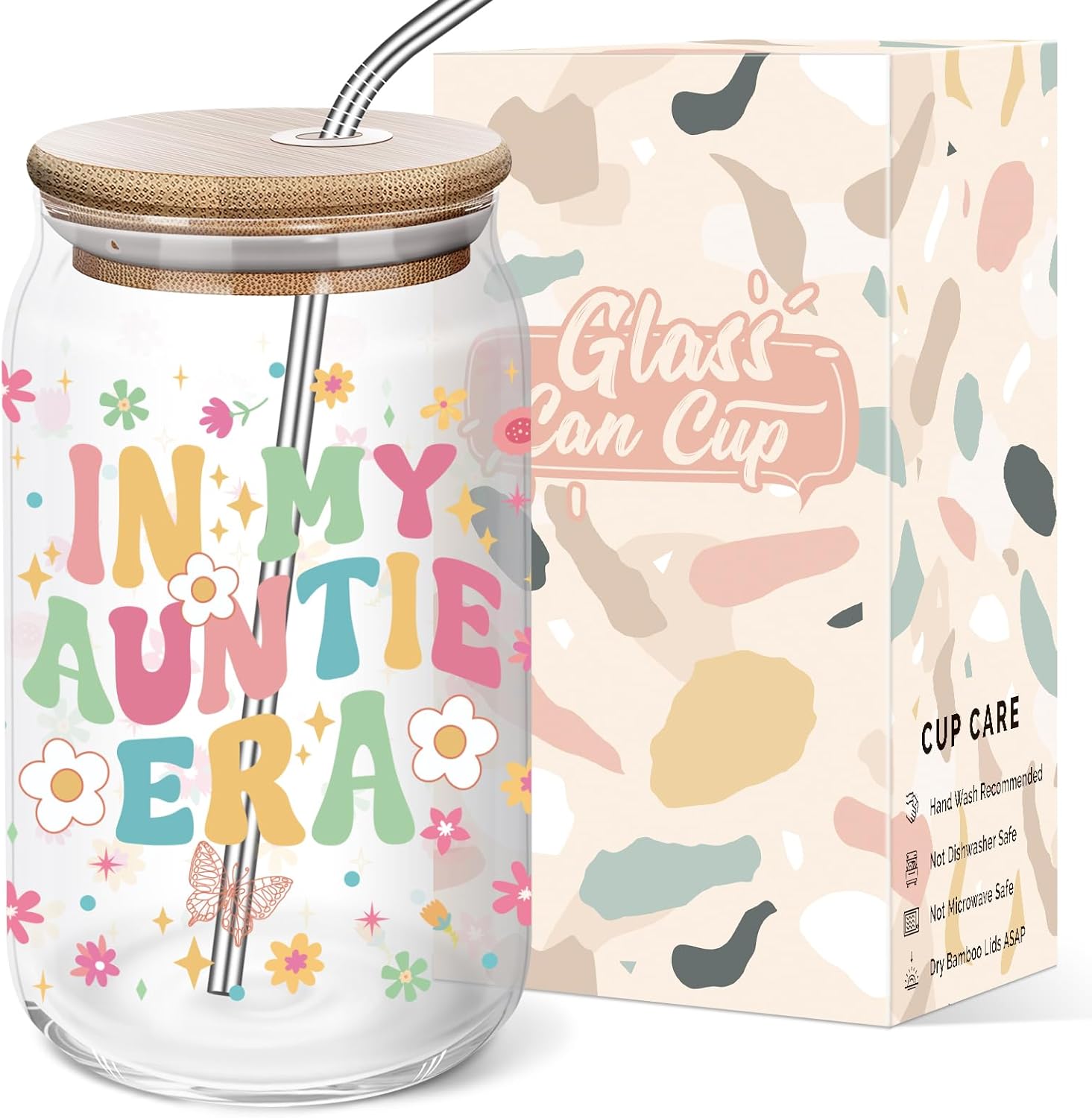 Mothers Day Gifts for Aunt Auntie - Funny Birthday Christmas Day Gifts from Niece for Auntie New Aunt - 16 Oz Glass Coffee Cup - Image 8