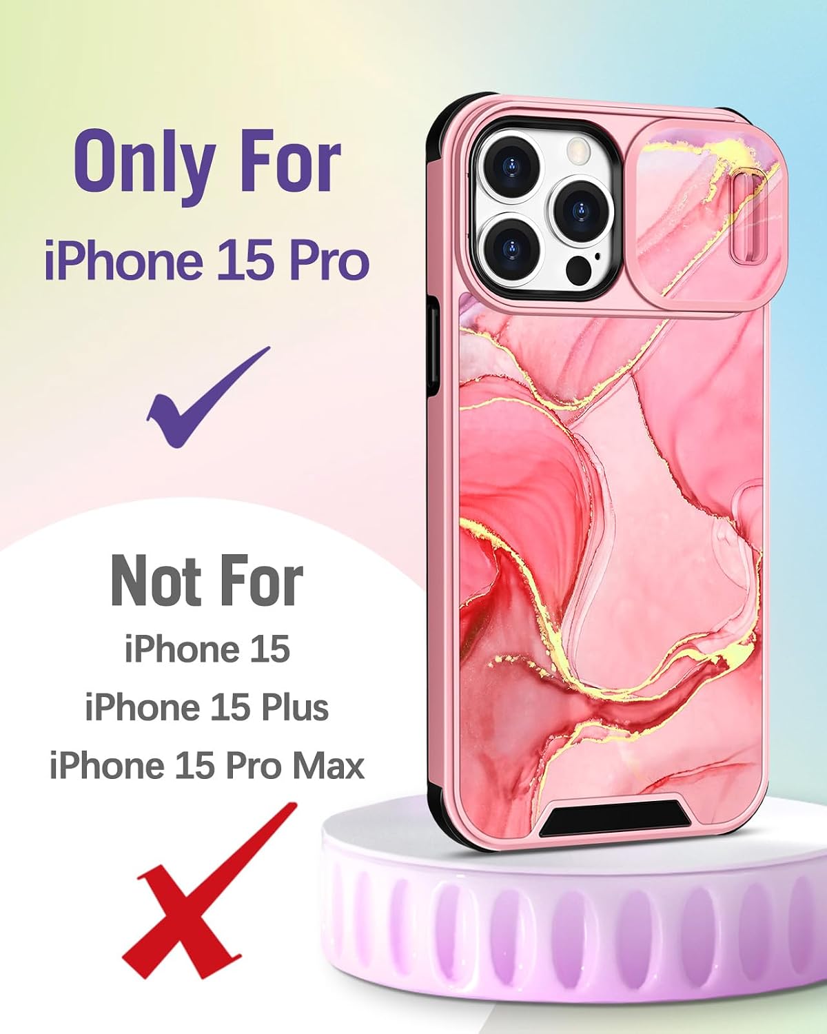 Buleens for iPhone 15 Pro Case 6.1 Inch - with Ring Stand & Camera Cover Aesthetic Cute Designed for Women Girls Pretty Teens Girly Fashion for Phone Case for iPhone 15 Pro Compatible with Magsafe image 2