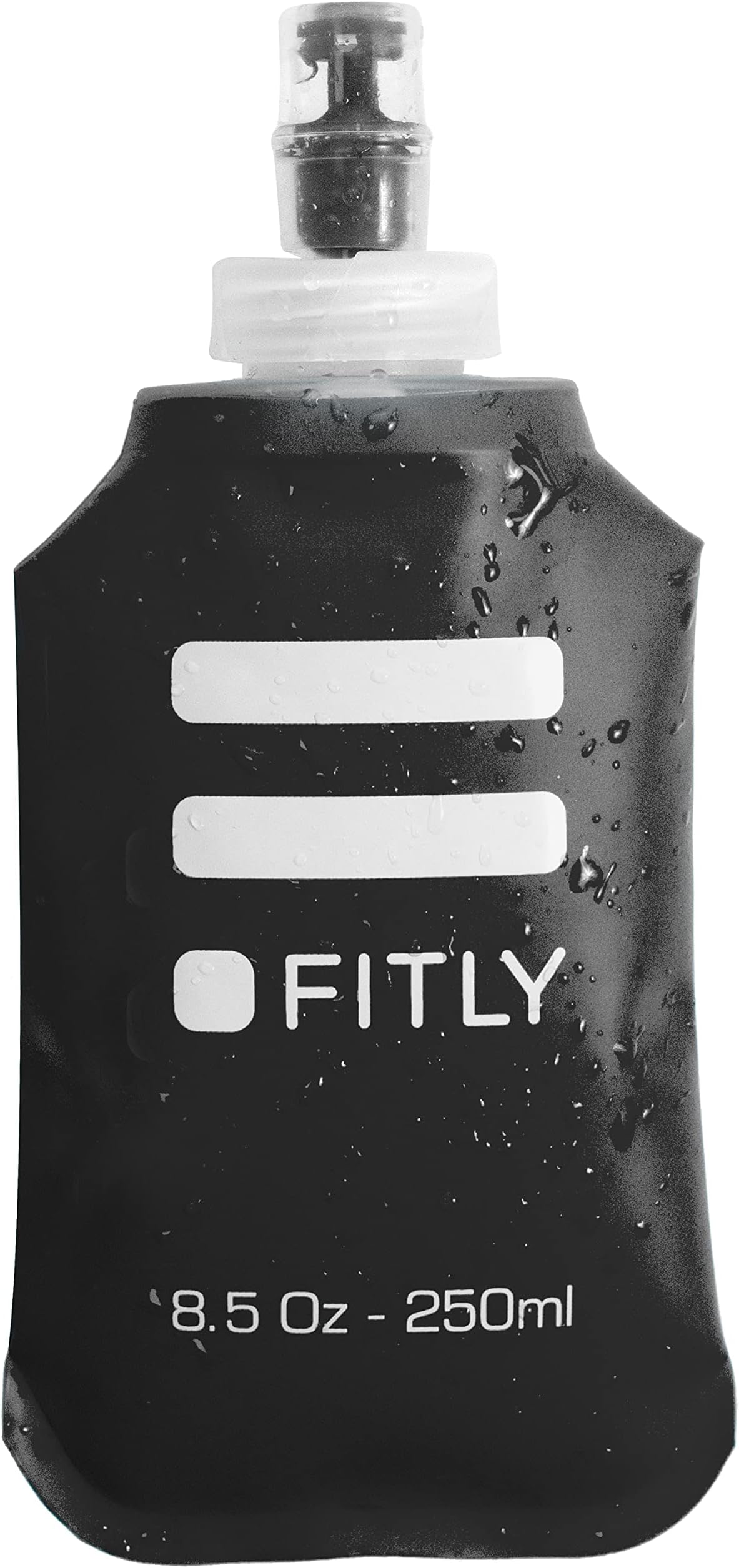FITLY Soft Flask - 8.5 oz (250 ml) - Shrink As You Drink Pocket Soft Water Bottle for Hydration Pack/Running Vest- Folding Water Bottle for Running, Hiking, Cycling - Ski Water Bottles (FLASK250)
