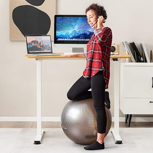 Miniatura 2 de Giantex Escritorio eléctrico de pie de 44 x 24 pulgadas, escritorio de pie ajustable en altura con tablero de empalme y agujero de gestión de