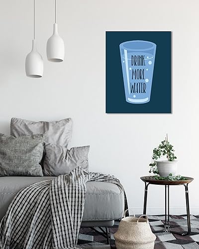 Miniatura 9 de Govivo Bebe más agua - Impresión artística para decoración de pared con un fondo azul oscuro - Obra de arte sin marco de 8 x 10 pulgadas impresa en