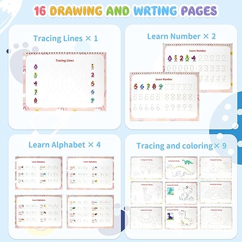 Miniatura 4 de Libro de práctica de escritura a mano para niños, libro de actividades de aprendizaje preescolar para niños pequeños de 3, 4, 5 años, 40 páginas,