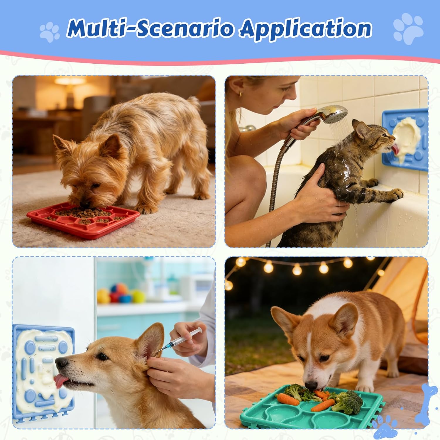 Lick Mat for Dogs & Cats Enrichment Toy Slow Feeder Puzzle for Anxiety Relief and Boredom Reducer