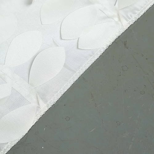 Miniatura 9 de TABLECLOTHSFACTORY Mantel cuadrado de tela de tafetán de pétalos de hojas 3D marfil de 54 pulgadas