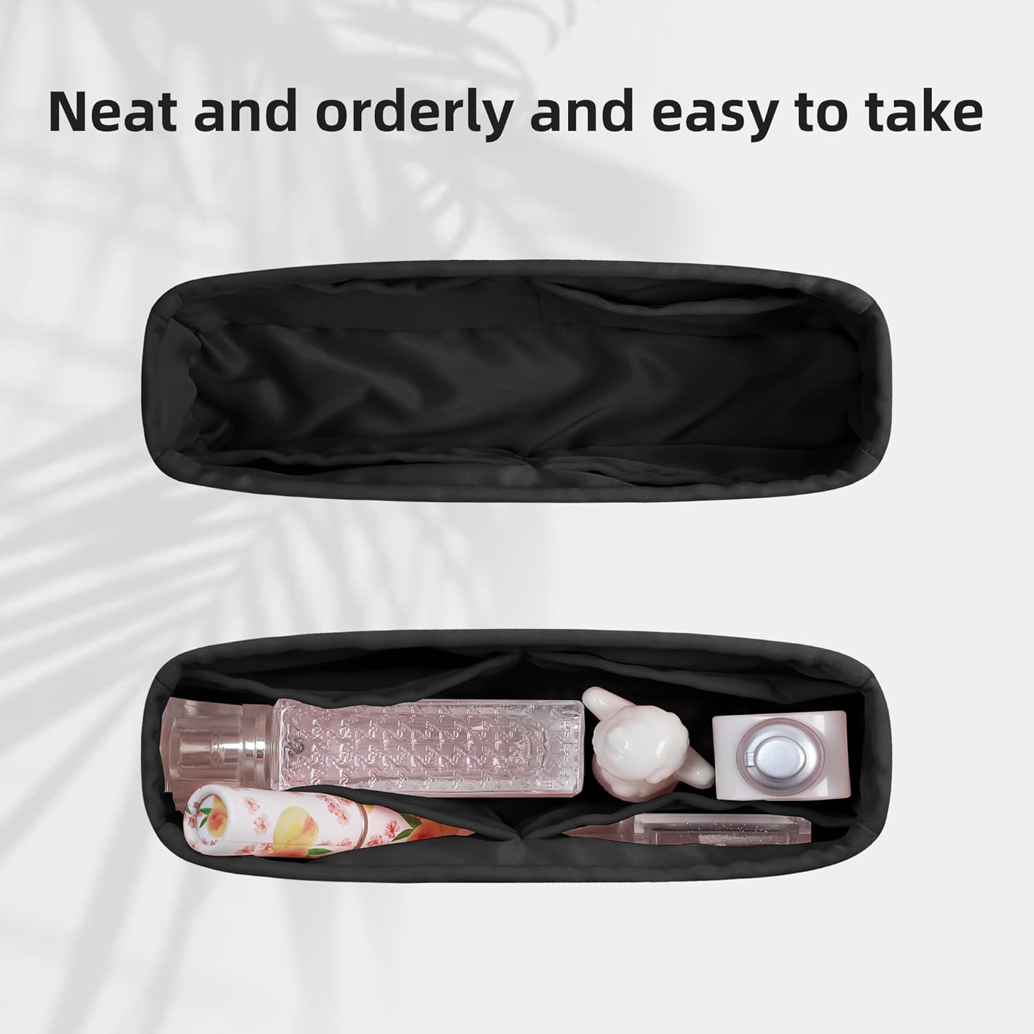DGAZ Silk Purse Organizer Insert For Loro Piana Extra Pocket Bags,Silky Smooth Bag Organizer，Luxury Handbag & Tote Shaper(Black,Extra Pocket 19)