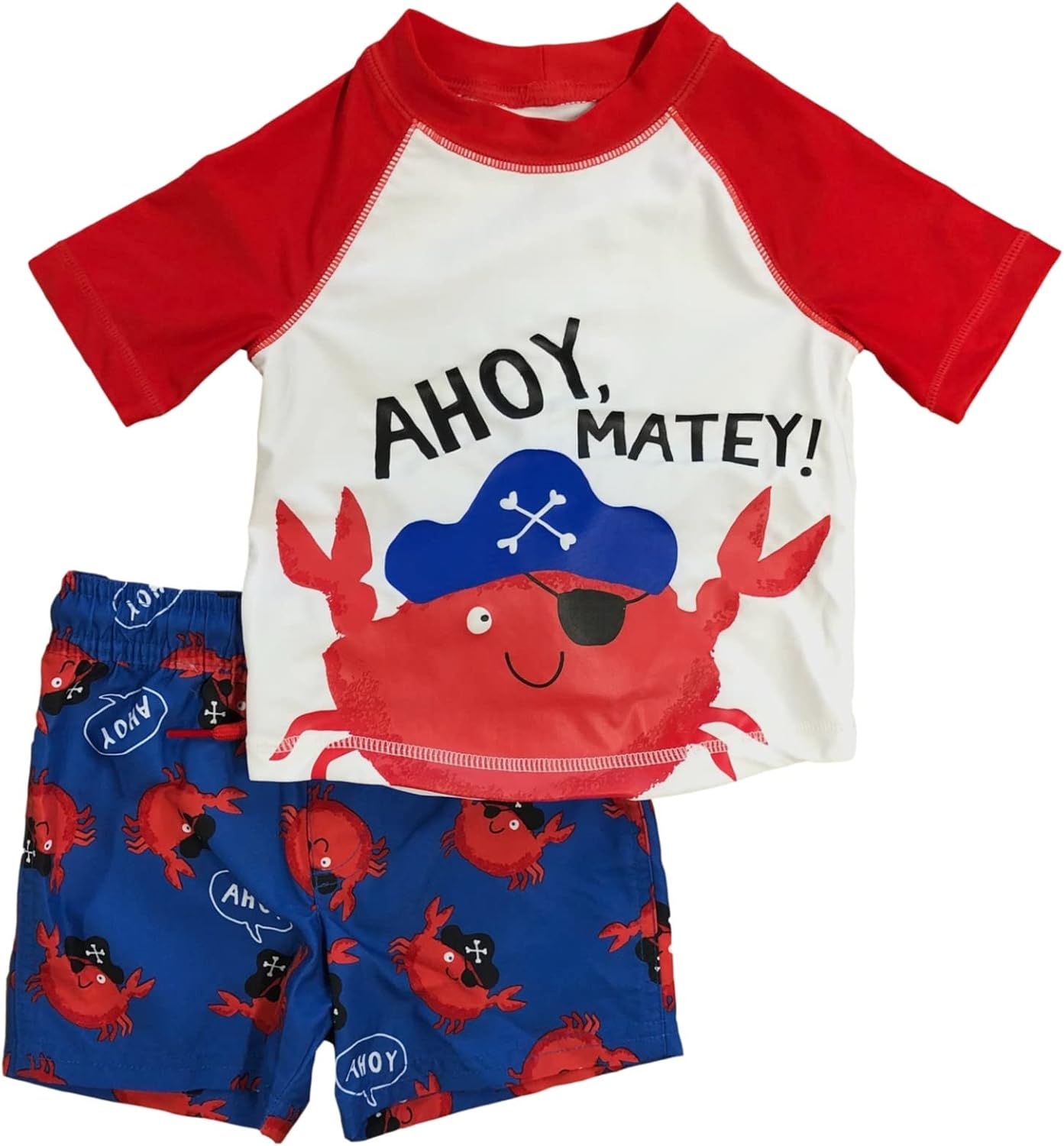 Carter's Infant & Toddler Boys Pirate Crab Rash Guard Shirt & Swim Trunks Set