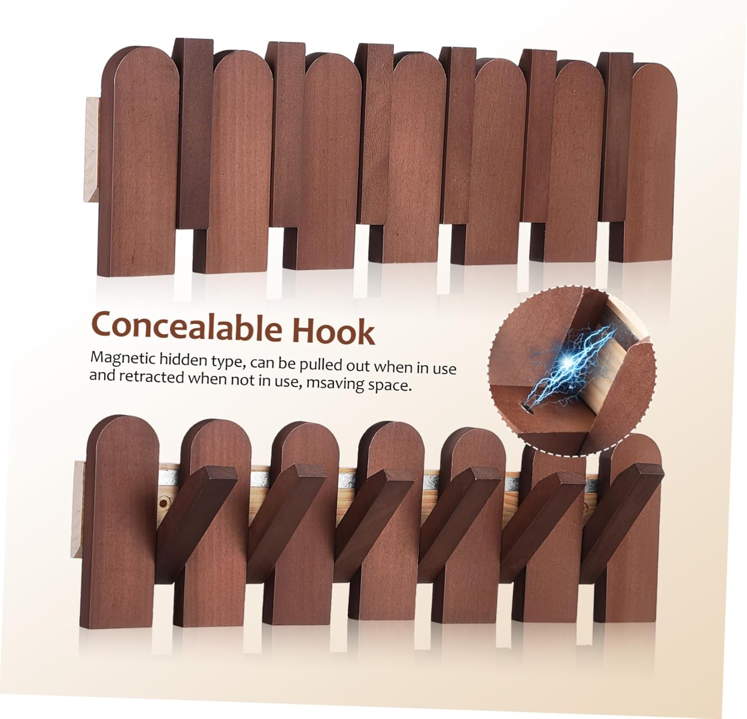 VICASKY Solid Wood Coat Rack for Entryway Multi Functional Wall Mounted Hanger for Coats Bags and Towels Stylish Space Saving Decor Hooks