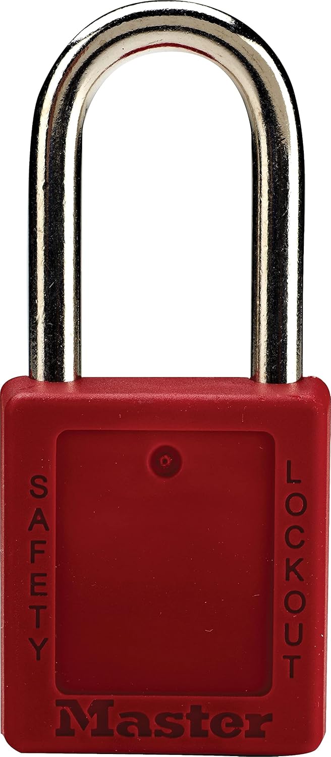 Master Lock 410RED Government Safety Lockout Padlock, Zenex, 1 1/2-Inch, Red, 1 Key, 6/Box