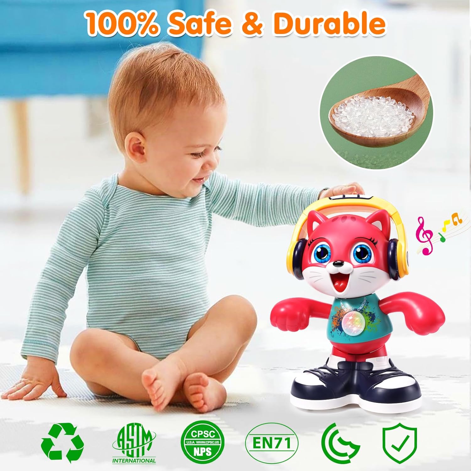 Baby Toys, Dancing Cat for Baby Boys & Girls with Music & Recording, Kids Interactive Early Learning Educational Toddler Toys for 2 3 Year Old Boys Girls with Sound Lights Effect Birthday Xmas Gift
