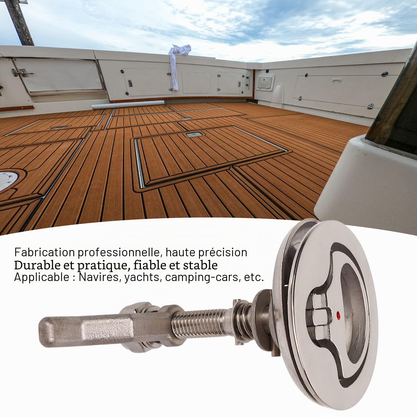 Loquet à came pour bateau, acier inoxydable 316 poli, réglable, avec plaque arrière, pour yachts, navires et bateaux