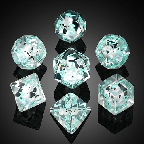 Miniatura 3 de DNDND - Dados para gatos DND, 7 dados de resina D&D con bolsa de terciopelo para juegos de rol de Calabozos y Dragones y juegos de mesa (gato