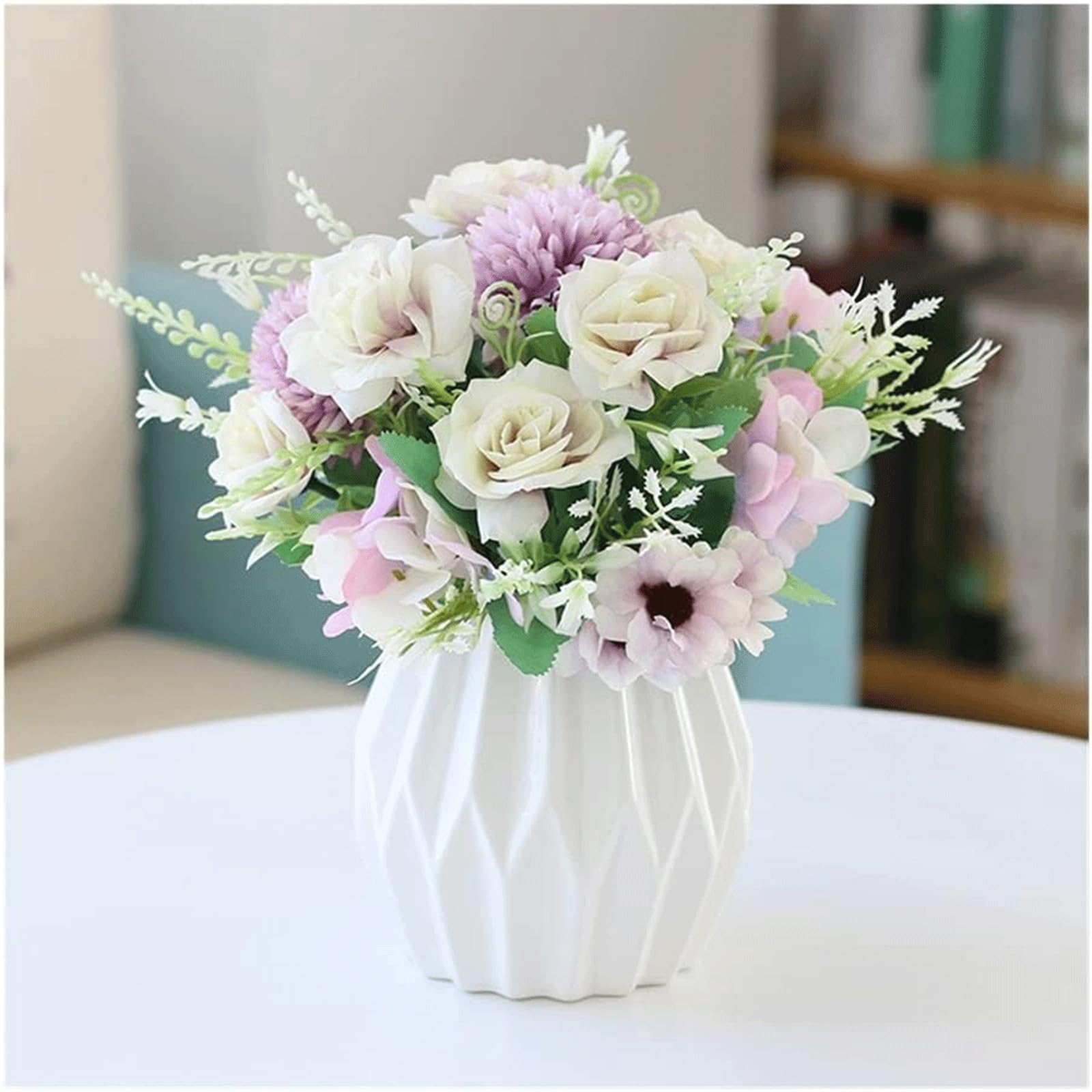 XDLEDMKIZ High-Grade Fake Flowers Rose Flower Arrangement Artificial Flowers Centerpieces Bouquets Centerpieces Parlor Decor