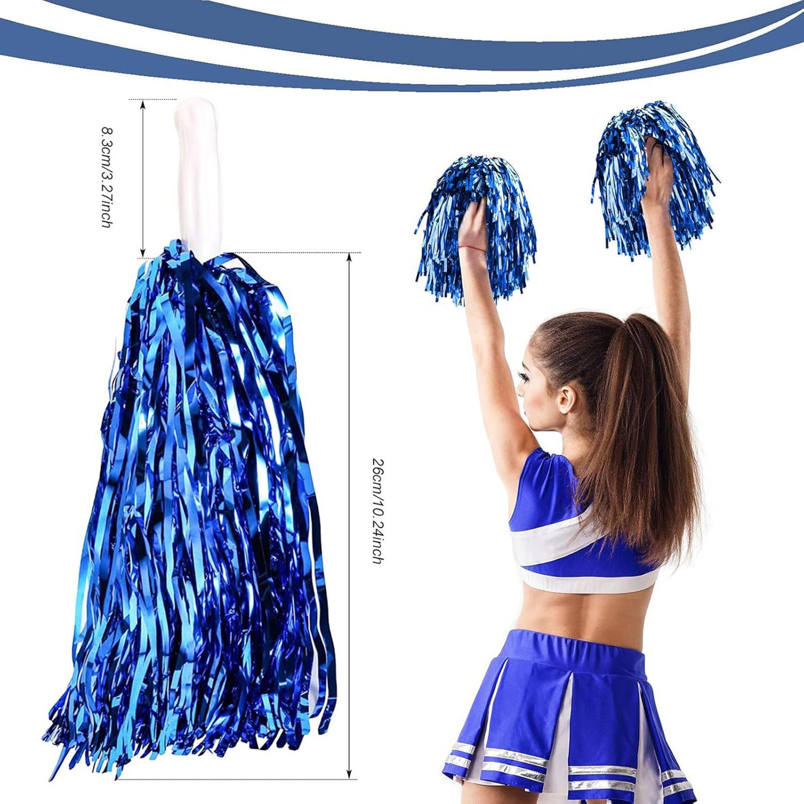 Glänzende Cheerleader-Pompons für Team-Wettbewerbe, festliche Feiern, buntes Cheerleader-Tanz-Pom-Set, 24 Stück
