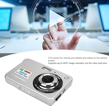 Digital Cameras for Photography 4K 48MP Vlogging Camera Camera with 2.7 Inch LCD Display 8x Zoom Anti Shake Continuous Shooting for Adults Seniors Beginners (Silver)