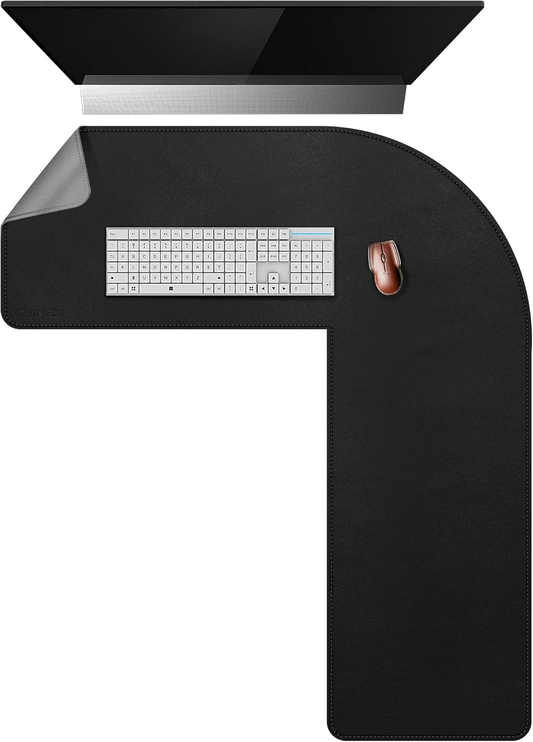 Chihein LShaped Desk Pad, Corner Desk Mat (37.4”+ 49.2”) x 13”, Computer Office Mouse pad