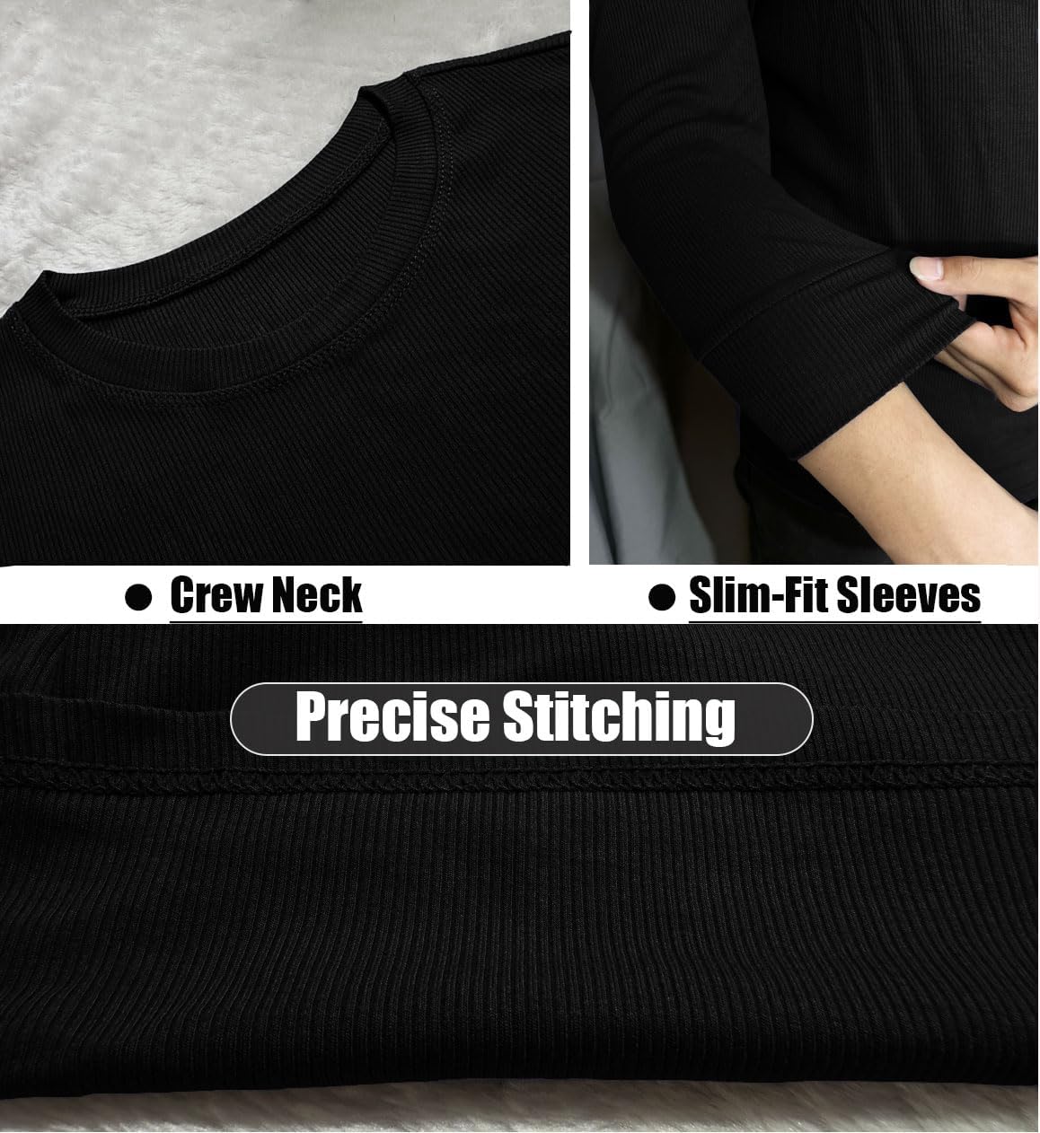 Men's Crew Neck Muscle Fit Henley T Shirts,Gym Workout Long Sleeve,Athletic fit Casual Layer Thermal Undershirt - Image 5