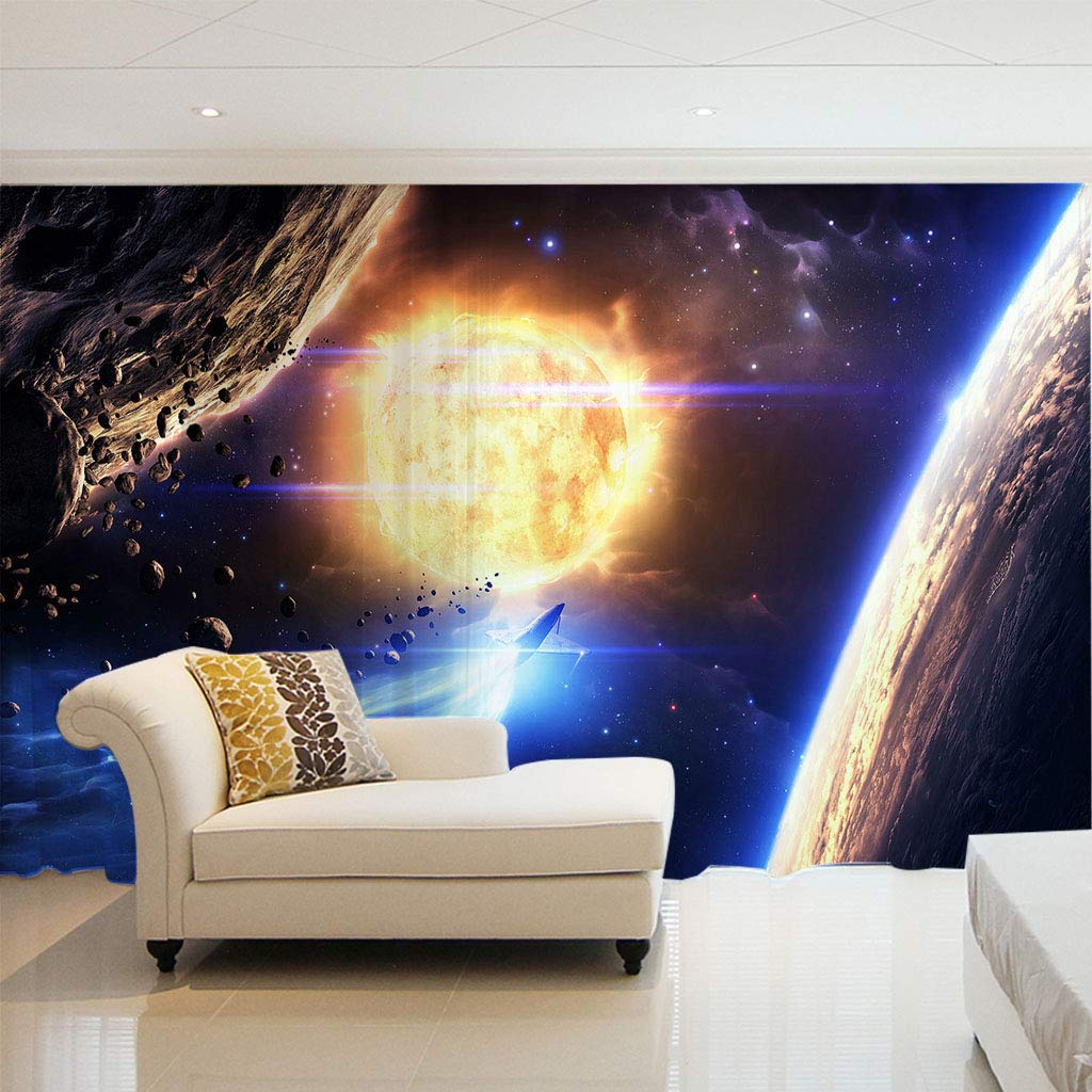Rideaux voilages 3D univers cosmique pour illuminer une chambre d'enfant ou un salon