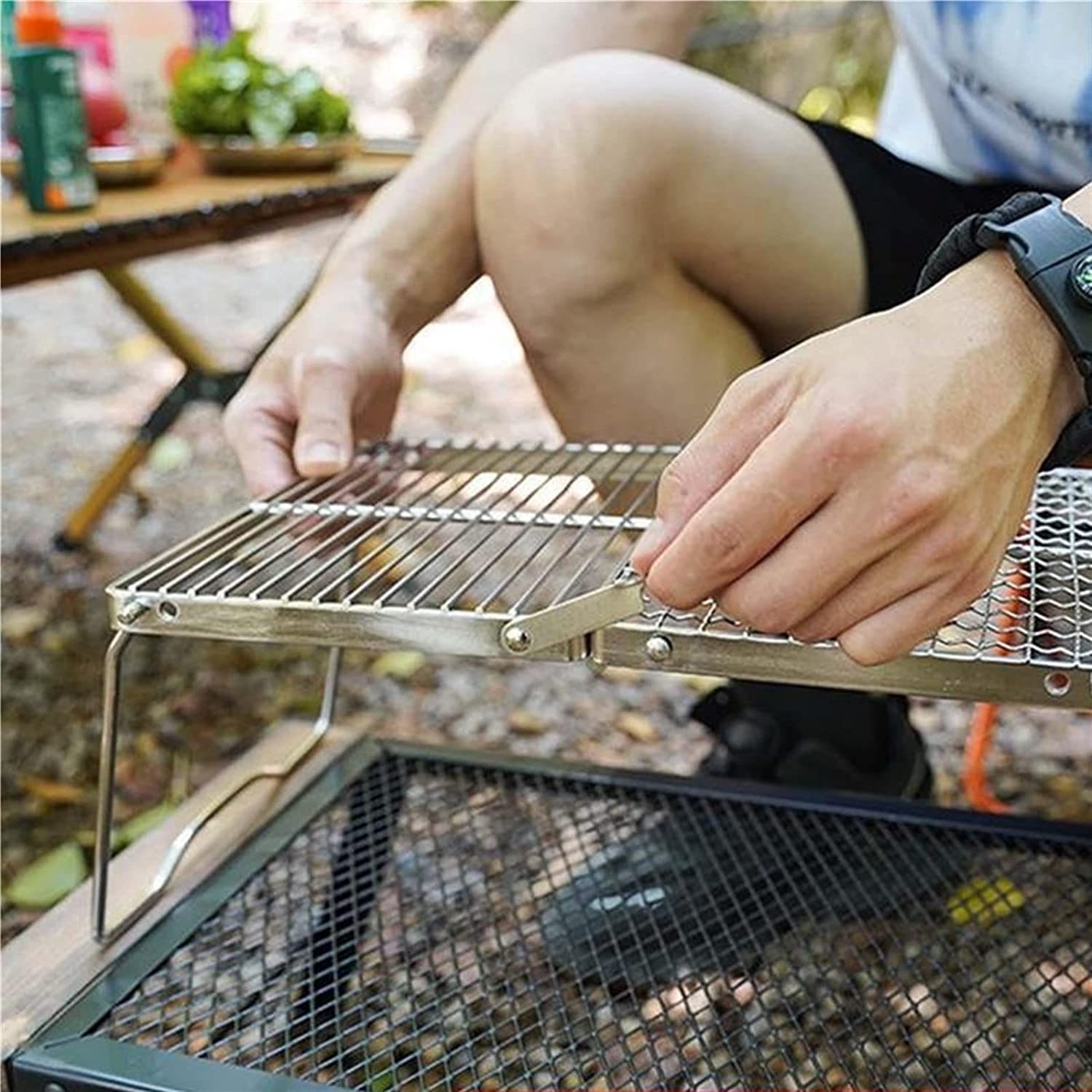 Griglia Per Barbecue Pieghevole, Mini Barbecue In Acciaio