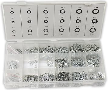 DOVETAIL 720 Piece Assortment of Metal Washer Rings | 18 Different Sizes & Types | Organized in 18 Divided Compartments | Handy Size Information on Box Lid | Your Ultimate Fastening Companion