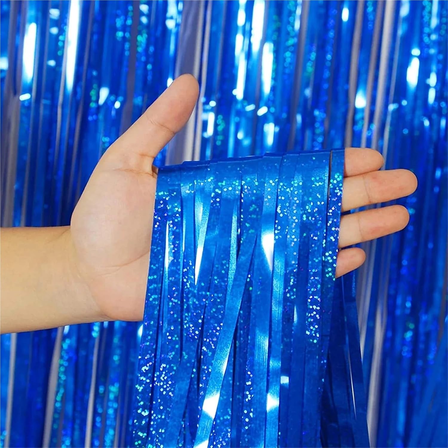 Glitter Gold Tinsel Fringe Curtains 6.56ft Party Backdrop Decor 3pcs | Shimmer gold foil backdrop for weddings, birthdays & parties. Easy to hang, reusable decoration.(03)