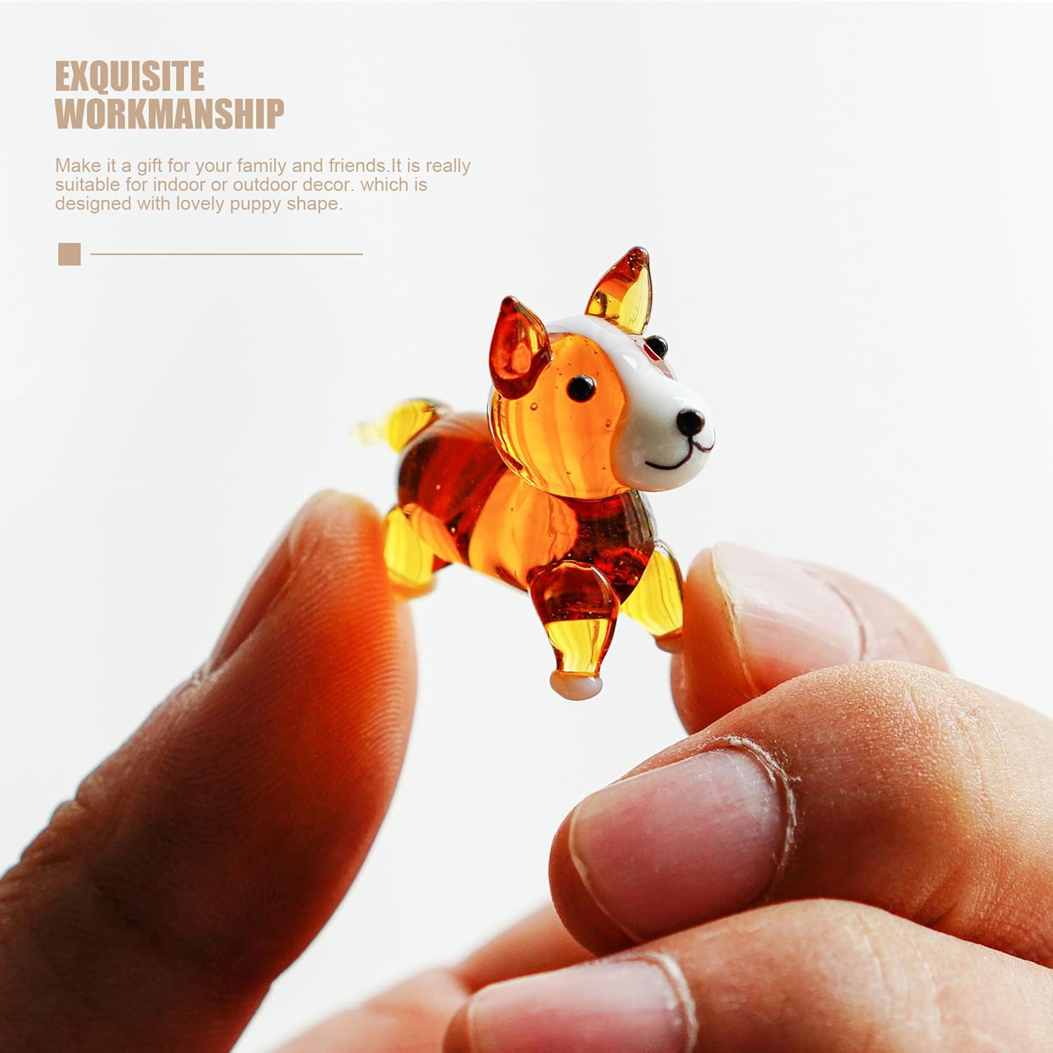 H&D HYALINE & DORA 5 Pack Hand Blown Glass Dog Figurines,Miniature Dog Figurines Sets,Blown Glass Art Animal Figurine for Collectible, Home Decor Gift - Image 5