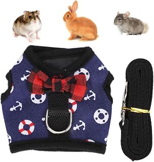 Soft Hamster Towing Rope, Cloth Small Pet Comfort Vest Guinea Pig Squirrel Ferret Walking Harness and Leash Set(S)