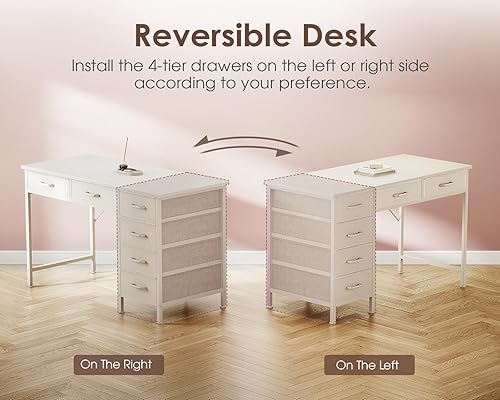 Miniatura 7 de Casaottima Escritorio pequeño para computadora de 40 pulgadas con 6 cajones, escritorio de almacenamiento reversible para oficina en casa, mesa de