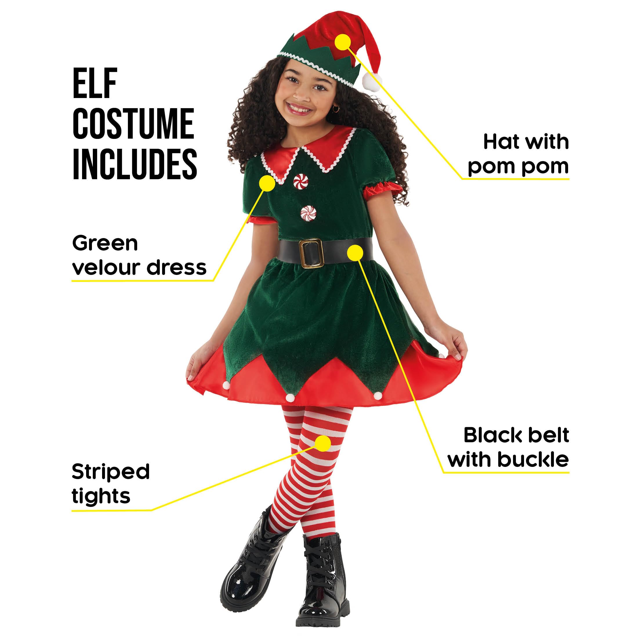 Morph Elf Costume Kids, Girls Elf Costume, Elves Fancy Dress, Christmas Outfits for Girls Christmas Dress for Child 4-6 Years - Image 2