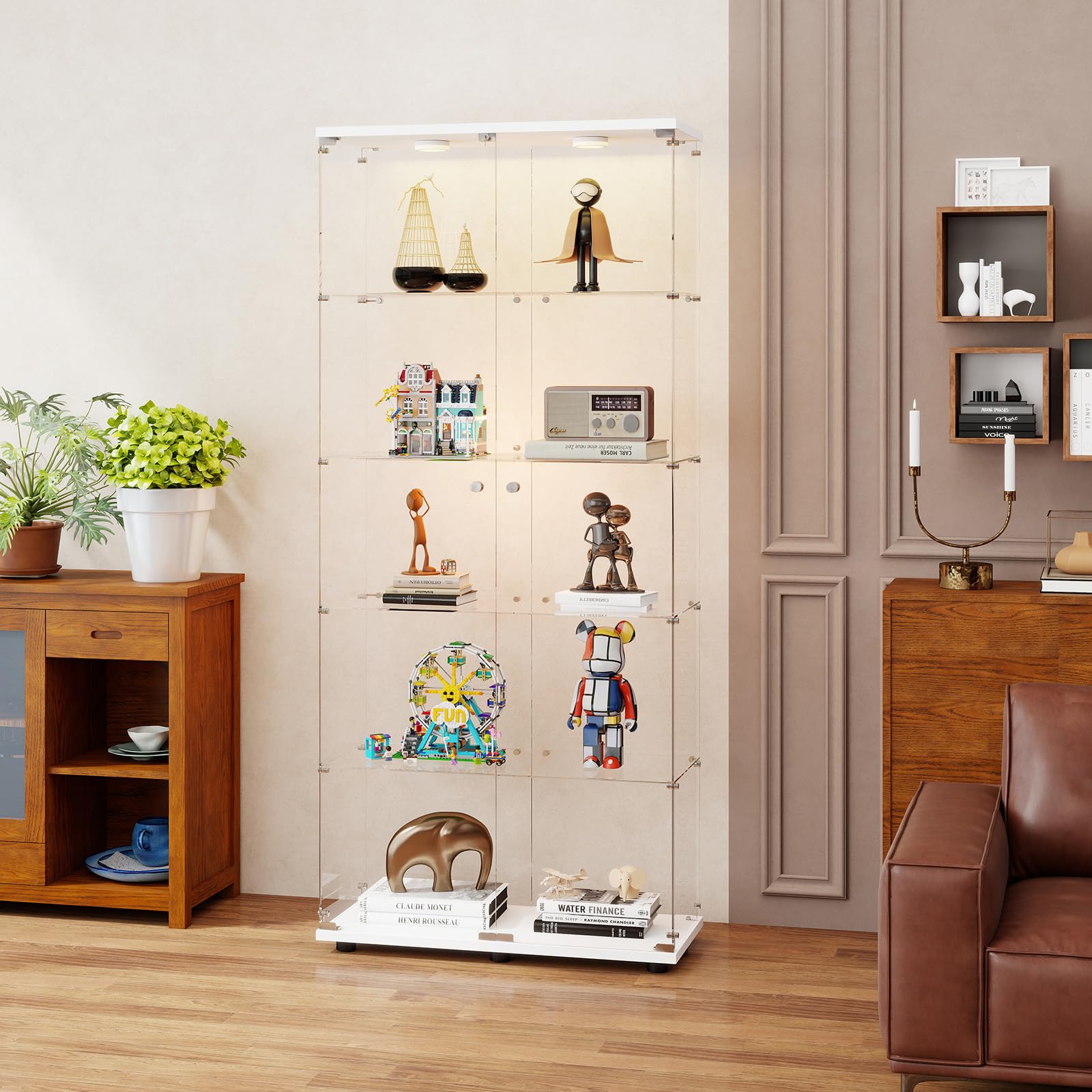 置物 cool Amazon.com - Zevemomo 5-Tier Tempered Glass Display Cabinet with