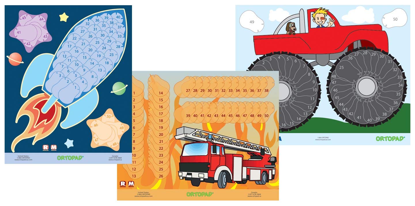 Ortopad Boys Multi-Color Ortopad® Reward Poster Pack, Includes 3 Posters, Rocket/Fire Truck/Monster Truck