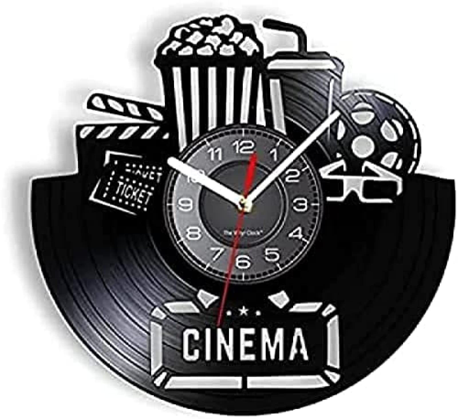 Horloge murale ronde home cinéma vintage en disque vinyle