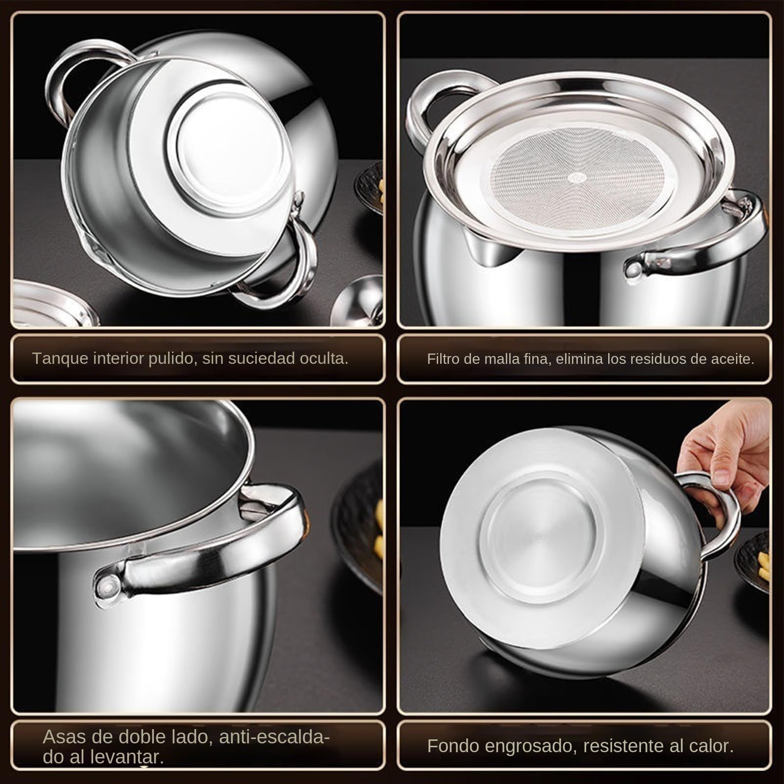 Recipiente de Grasa de Cocina,Bote De Acero Inoxidable Para Aceite,Contenedor De Grasa Con Tapa Colador | Para Cocina Cocinar Hornear Desayuno Brunch Comida Familiar