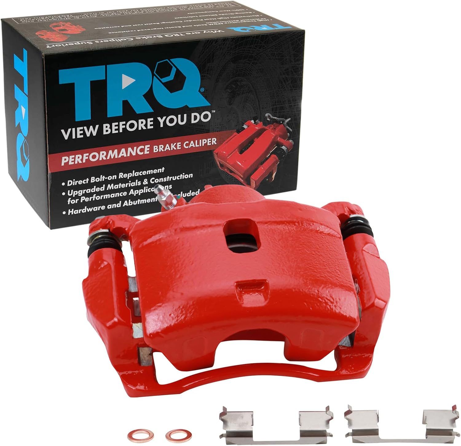 TRQ Front Left Right Brake Caliper w/Bracket Performance Red Driver Passenger Side Compatible with 2014-2015 Acura ILX 2003-2017 Honda Accord 2013-2021 Civic