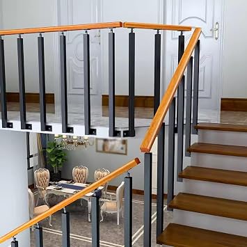 JYHHCYS Black Square Stair Baluster Posts - 270 Adjustable Railing Spindles with Screws Kits - Side Mount Iron Balusters for Balcony, Stair, Indoor, Outdoor Decor(10 pcs,H-110cm/43.3in)