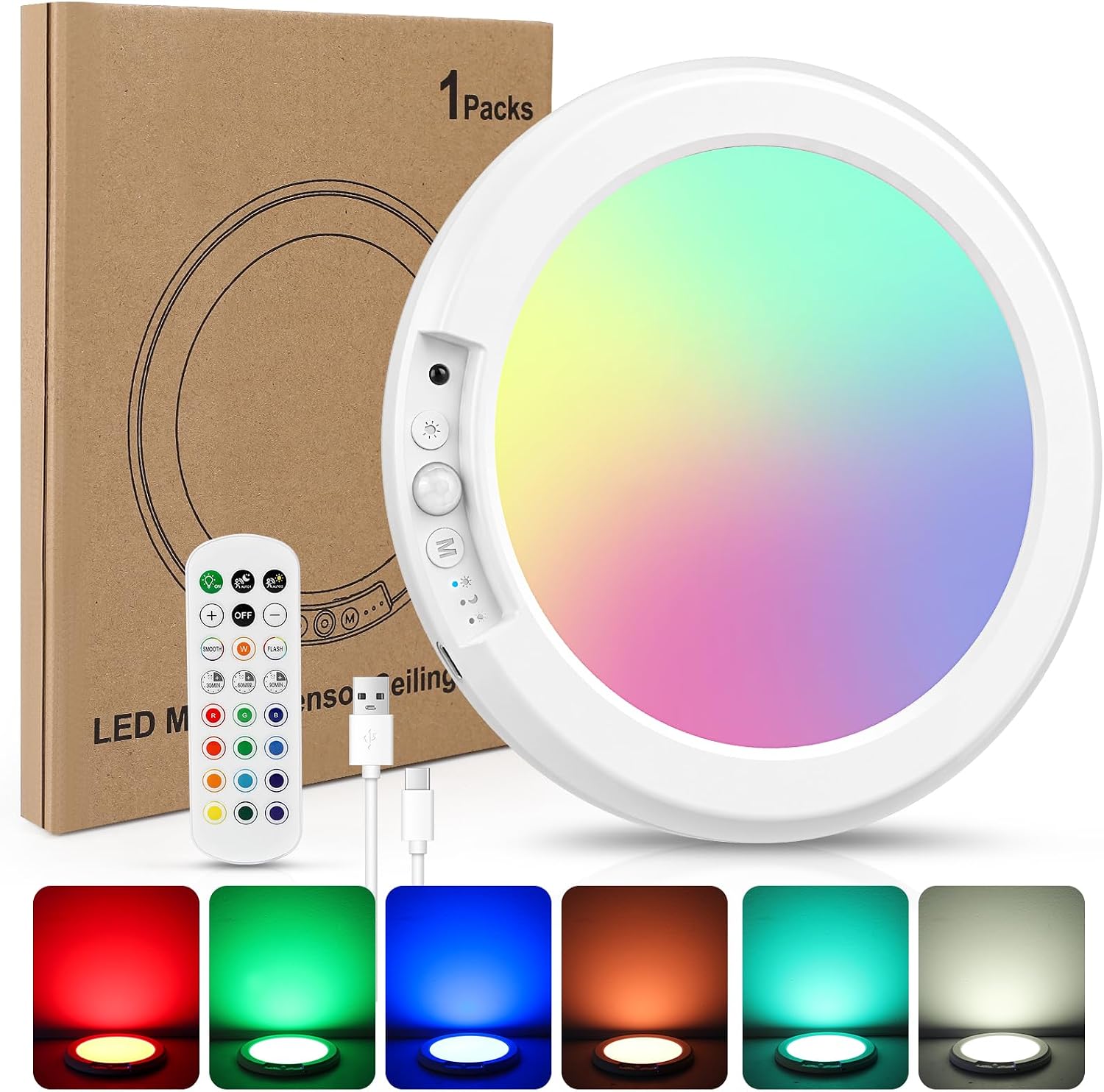 Amazon.com: Brightever Rechargeable Motion Sensor LED Ceiling Light ...