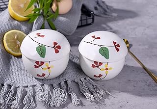 Cinf Japanese Snack 6 oz Set of 2 Stew Pot With Lid Steam Cuisine Ceramic Serving Soup Bowls Custard Bowl Cup for Egg Vegetable