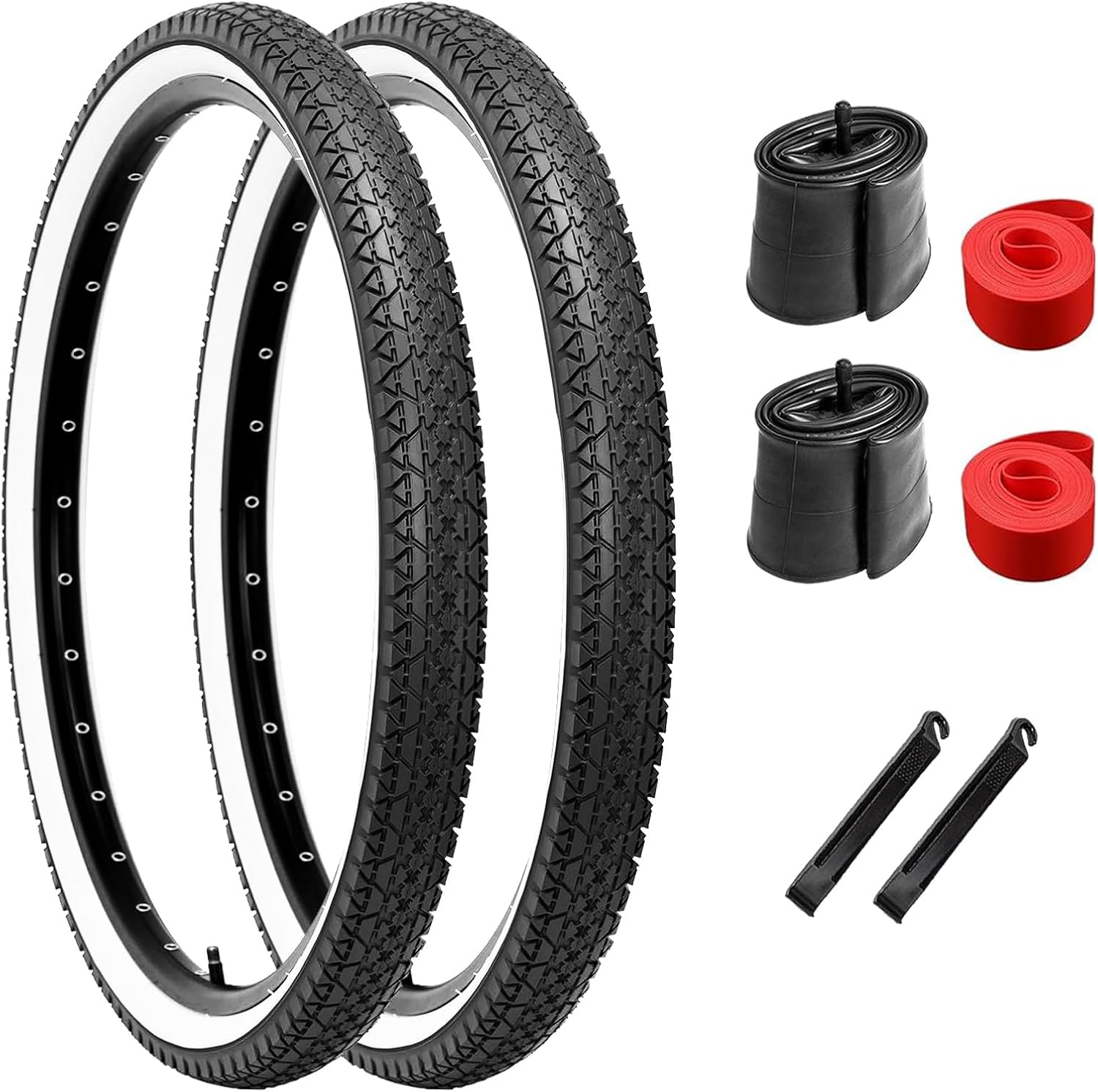 2-Pack 26x2.125 Cruiser Bike Tires, Folding Replacement Tires for Beach Cruiser and Urban Commuting Bicycle