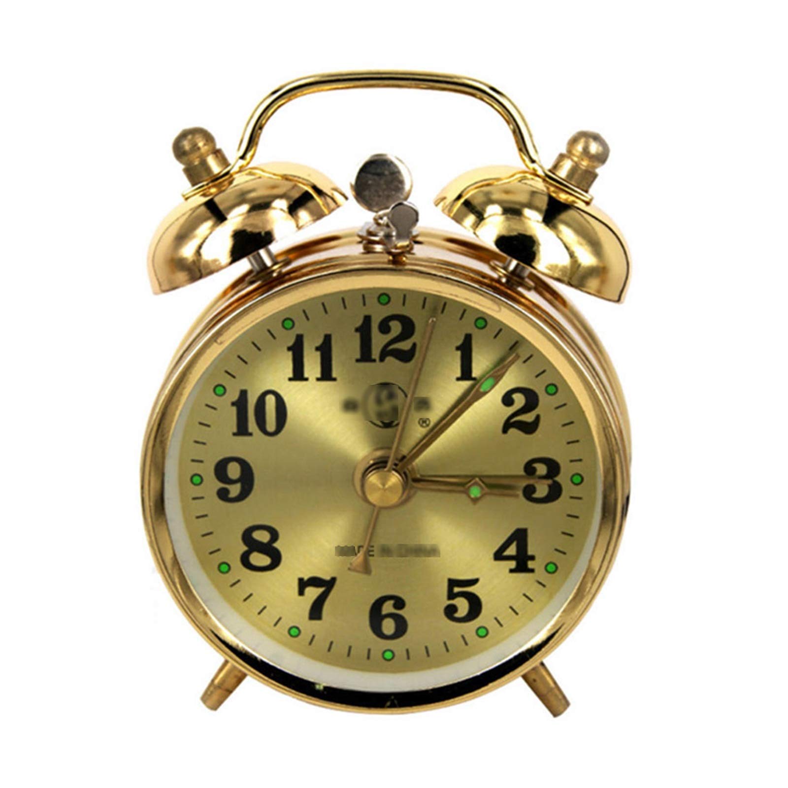 HCZKIUJY Desk Clock Modern Mechanical Alarm Clock Horseshoe Manual Wind Up Vintage Metal Clock Double Bell Clocks with Backlight Projector