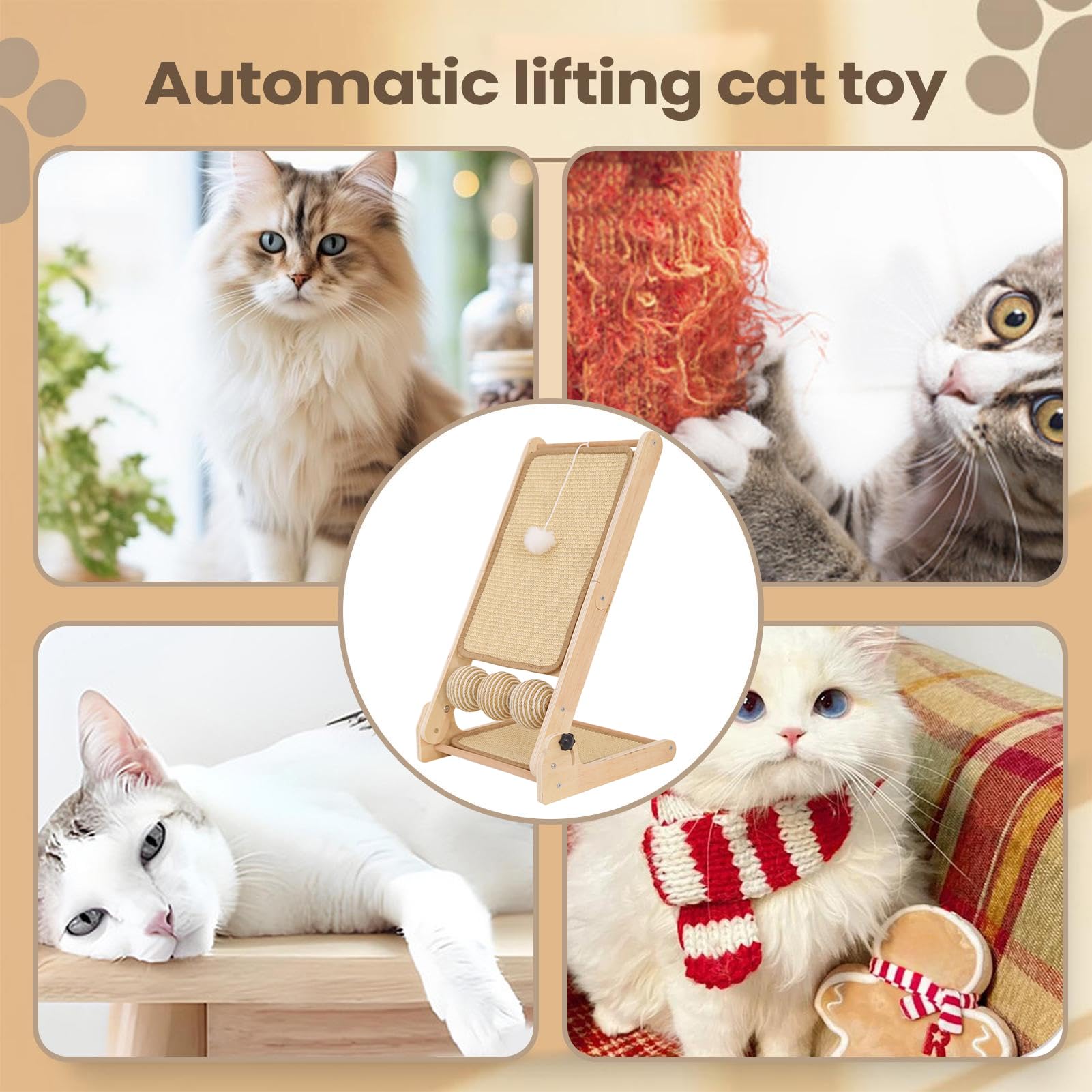 Tabla rascadora para Gatos Juguete Plegable en L | Tabla Vertical de Sisal para Gato para su en comedor, sala de estar, porche, dormitorio y balcón