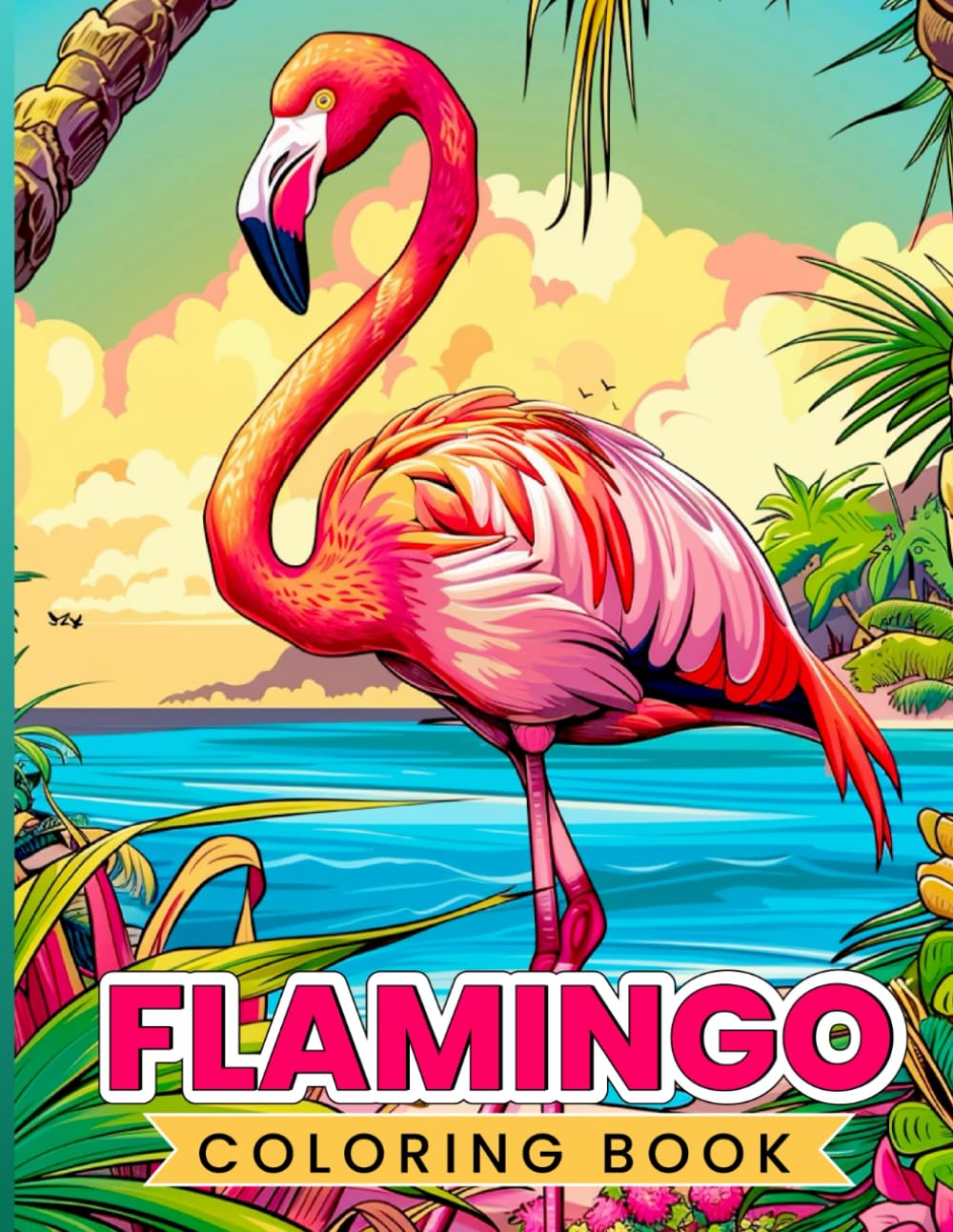 Flamingo Coloring Book: Beautiful flamingo designs to relax and mindful creativity