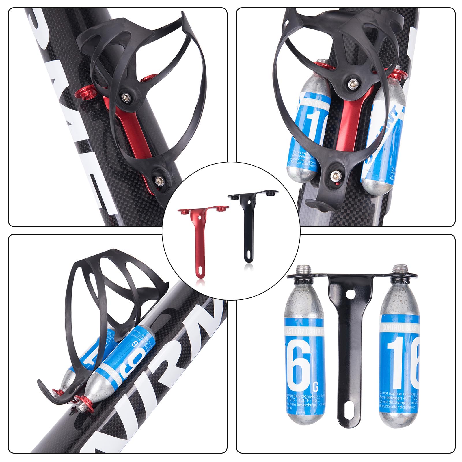 Supporto Per Cartucce CO2 Per Bicicletta - 2 Staffe In Metallo Con Viti, Nero, Per Mountain Bike E Bici Da Strada