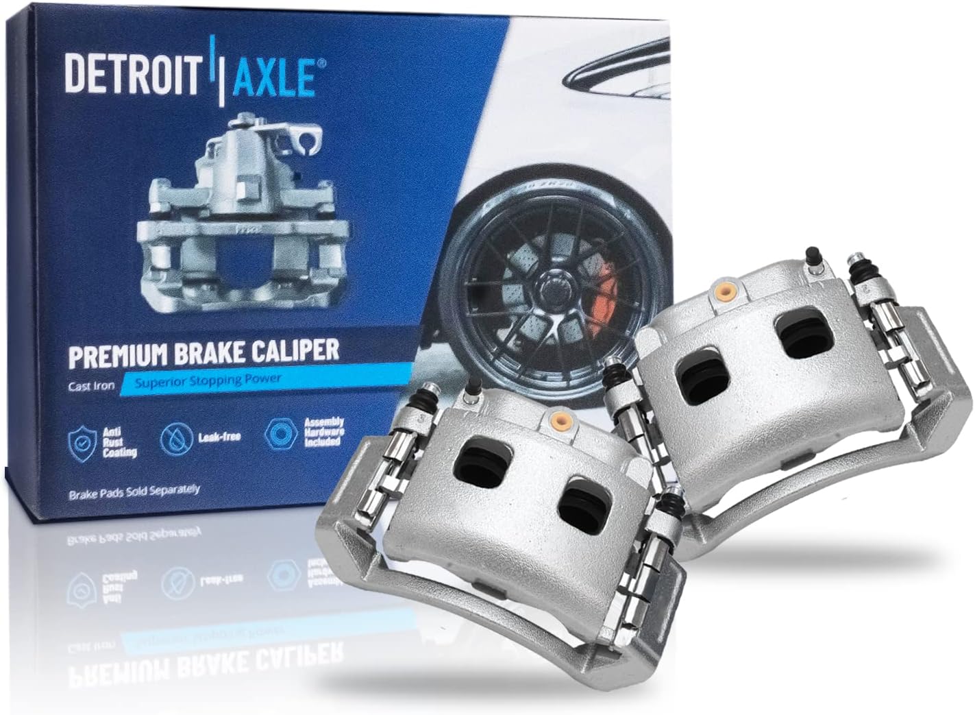 Detroit Axle - Front Disc Brake Calipers and Ceramic Brake Pads Kit Replacement for Dodge Ram 1500 Durango - 6pc Set