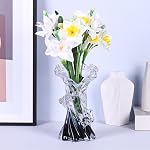 Hand Blown Blue Glass Vase, Unique Art Beautiful Ocean Glass Vase for Home Centerpiece, Coffee Table, Living Room, Office Decor