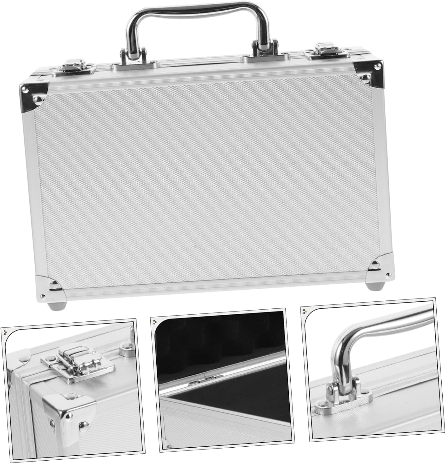 Artibetter Aluminum Tool Box Portable Carrying Case Small Capacity Toolbox with Secure Lock Lightweight Handheld Tool Suitcase for Electronics and Accessories