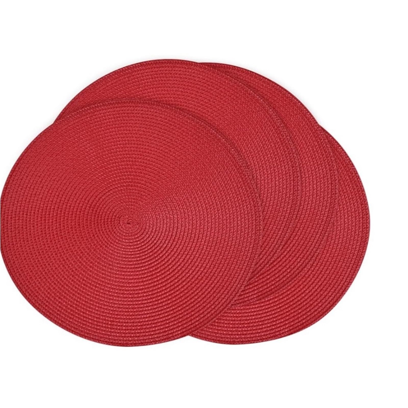 Luvafey One Color 4Pc Farmhouse Braided Woven Round Table Placemats