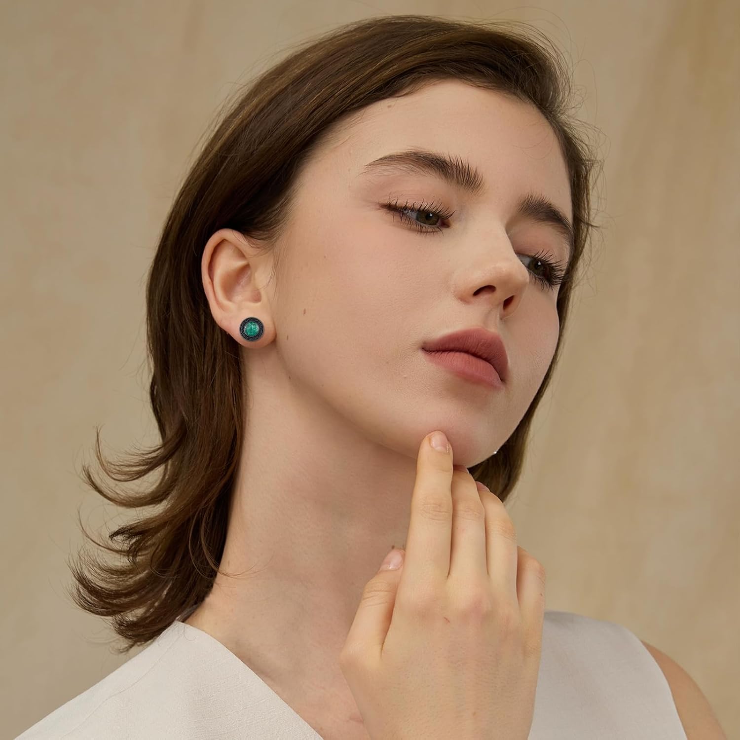 Black Stud Earrings 925 Sterling Silver Black Round Earrings Hypoallergenic Punk Gothic Jewelry Gifts Birthdays Christmas for Women Men - Image 6