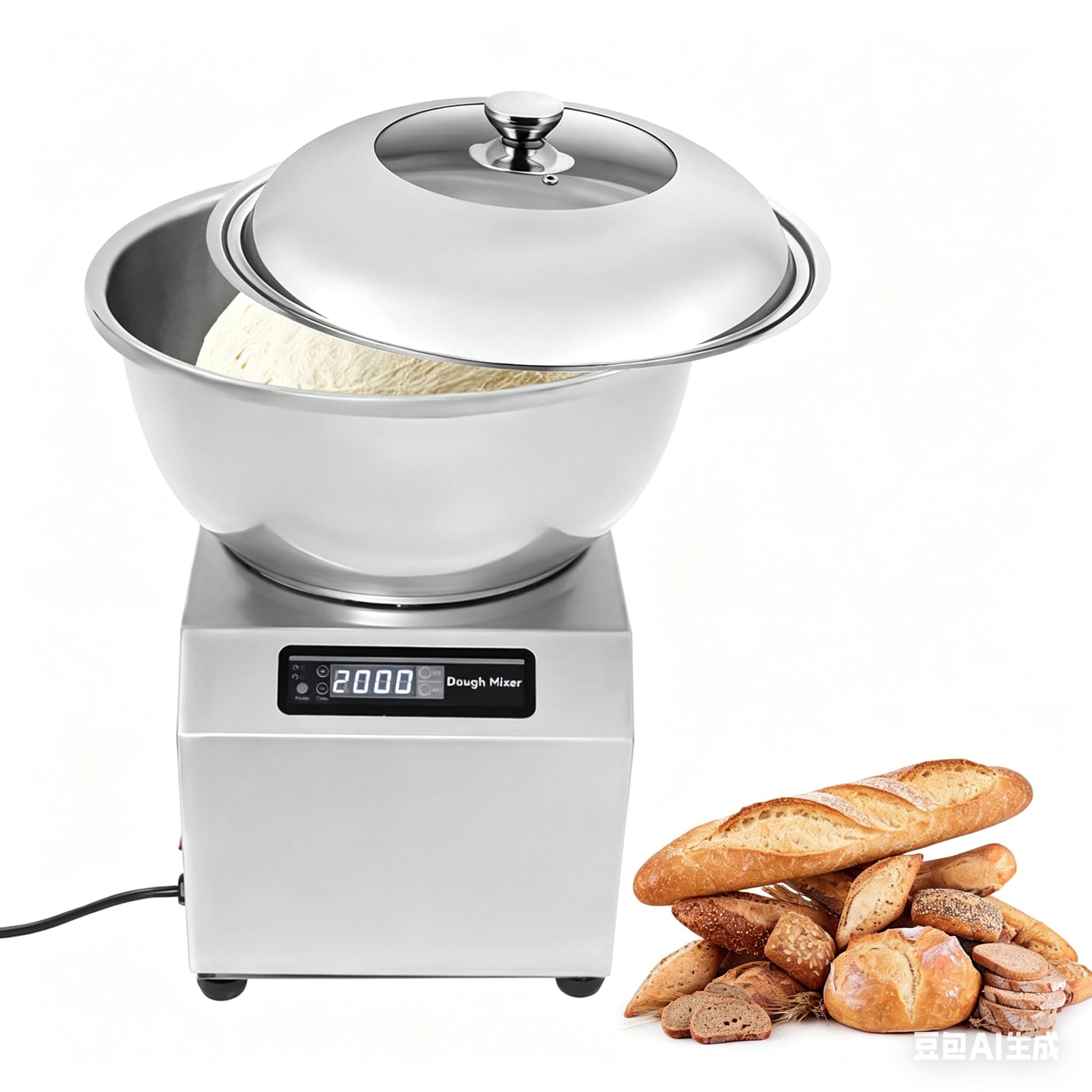Pétrin à pâte commercial 8kg en acier inoxydable avec minuterie