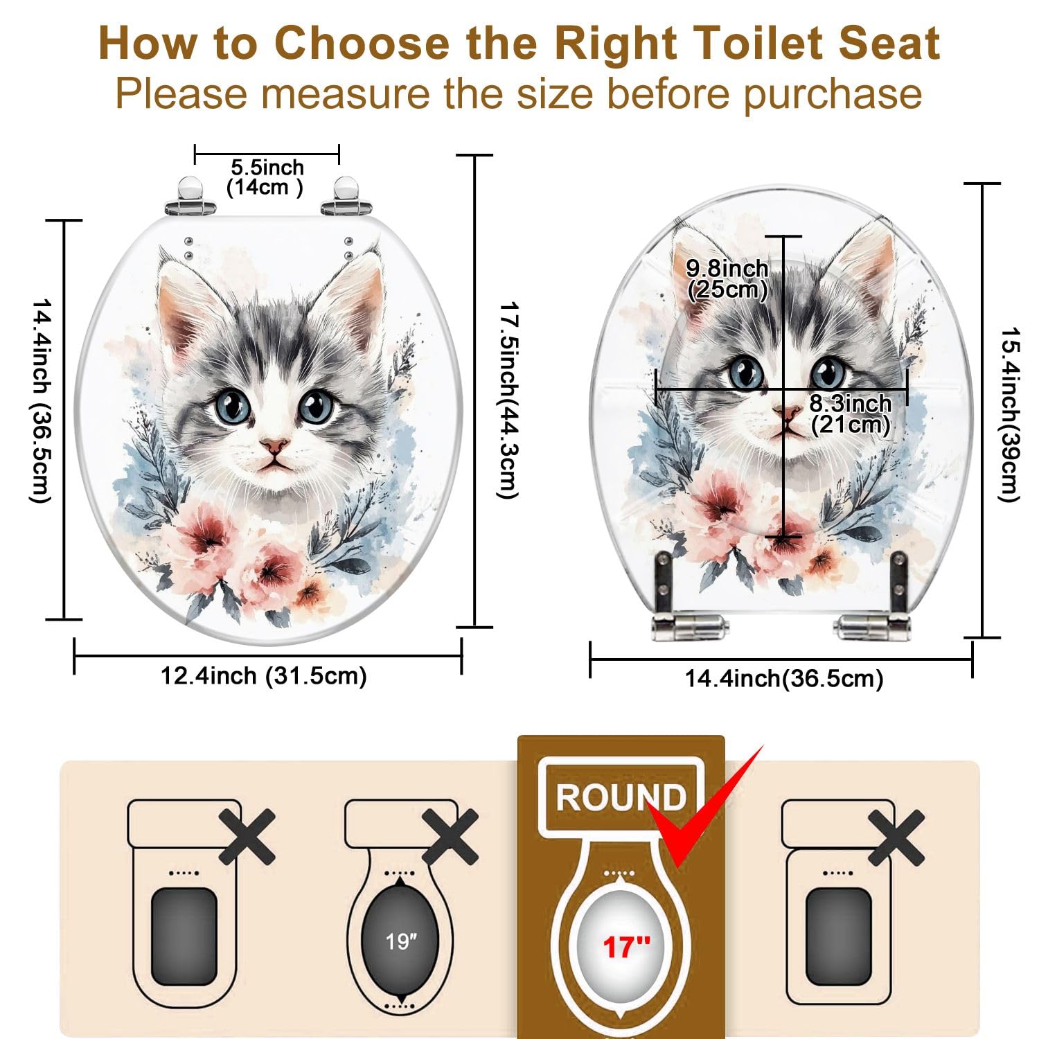 Asiento de inodoro redondo genérico para baño